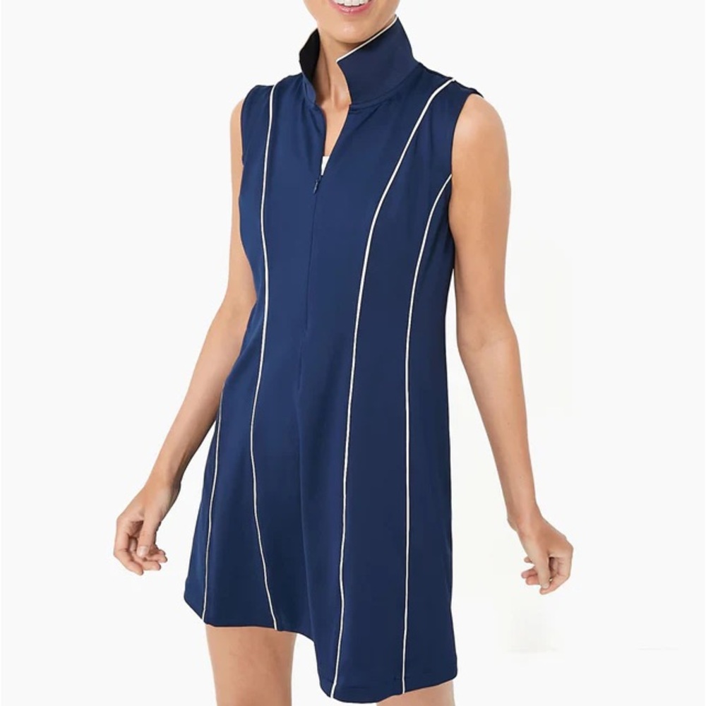 Tuckernuck Navy Sleeveless Mini Dress with White Piping